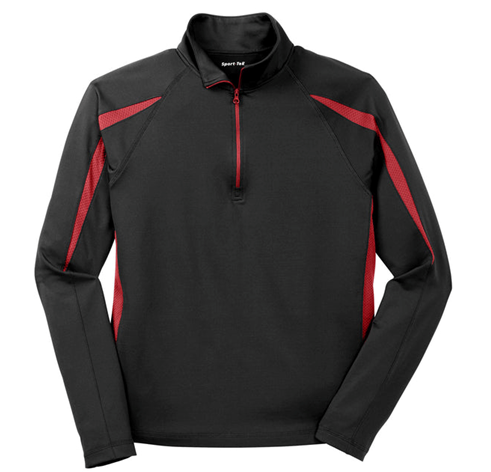 Sport-Tek Men's Black/True Red 1/2-Zip Wind Shirt