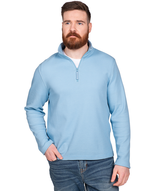 JM - Charles River Waffle Quarter Zip Light Blue